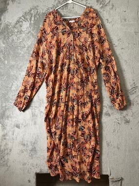 A.L.C. Palma Maxi Coverup Floral Cotton Silk Long Sleeve Resort Beach Dress M/L